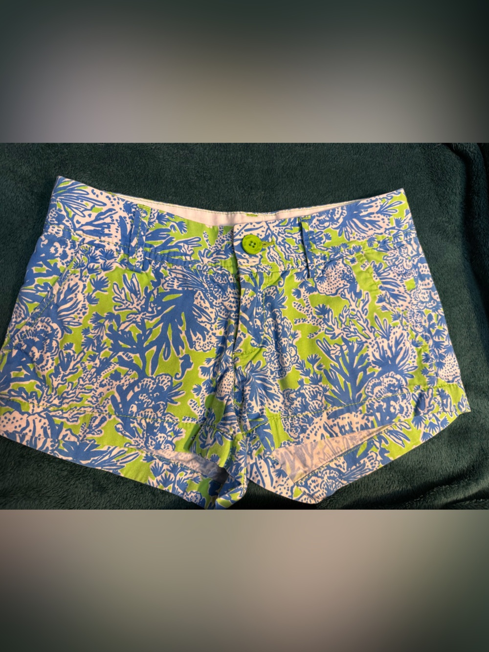 Lilly Pulitzer Blue & Lime Coastal Print Shorts
